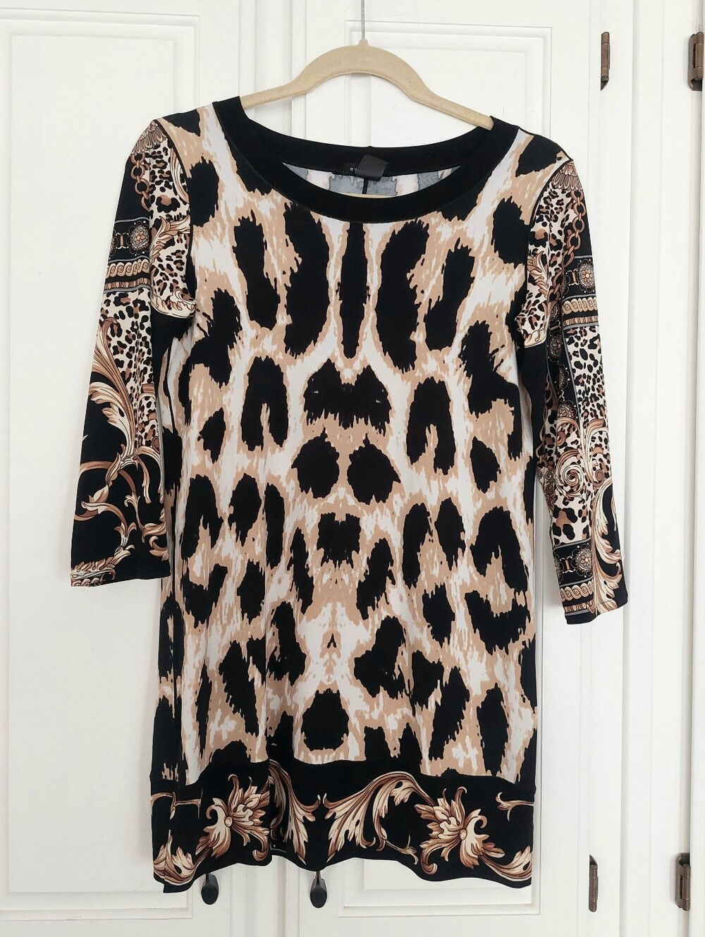 Eva Varro Leopard Baroque Tunic 3/4 Sleeve Size S